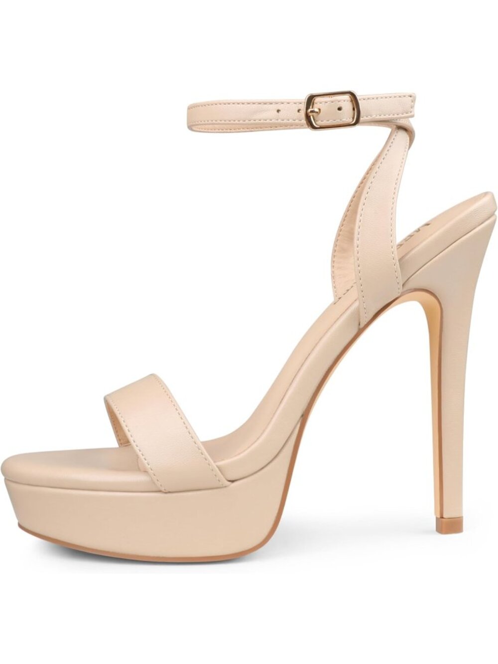 Women's Nude Open Toe Platform Stiletto Sexy Ankle Buckle Strap Heels Sandals